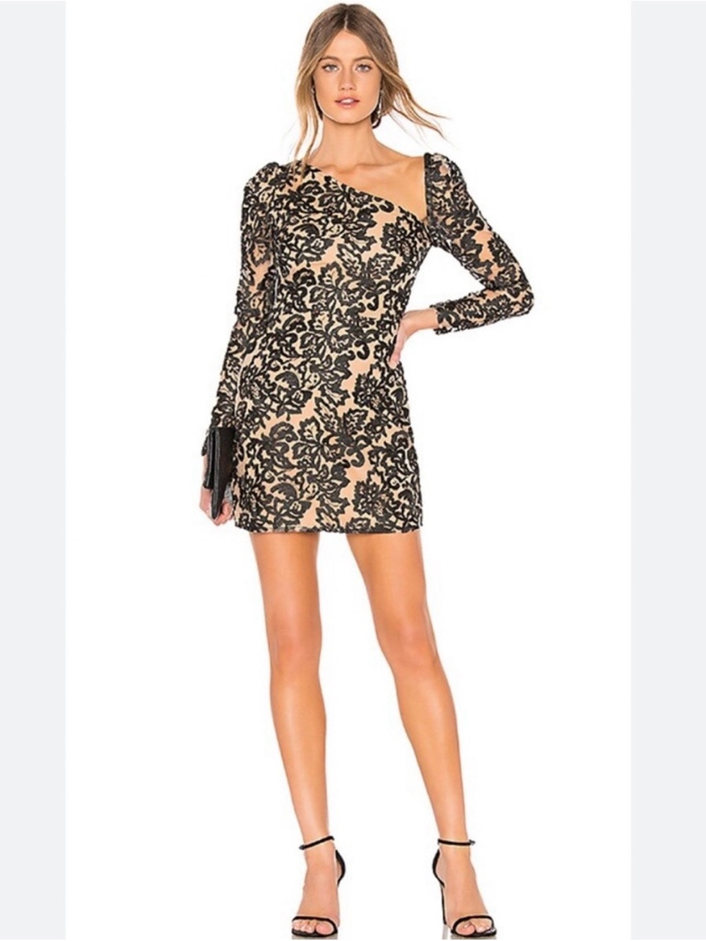 Revolve Lovers and Friends Birch Lace Mini Dress in Black